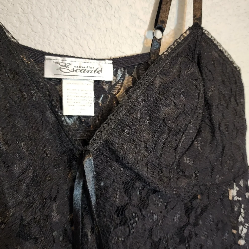 ESCANTE x VINTAGE sheer lace teddy in black size‎ 1X - Picture 3 of 5